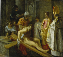 The Frankfurt Altarpiece of the Exaltation of the True Cross: The Testing..., 1603-1605. Creator: Adam Elsheimer.