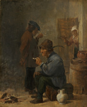 Two Smoking Peasants at the Coal Fire, c1634. Creator: David Teniers II.