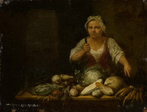 Cook Cleaning Vegetables, 1714. Creator: Nicolas van Haeften.