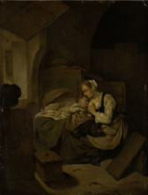 Interior with Nursing Mother, c1654-1658. Creator: Cornelis Bega.