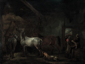 Stable with Three Horses, c1656. Creator: Philip Wouverman.