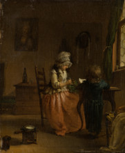 A Woman and a Boy at a Table, c1783-1803. Creator: Georg Karl Urlaub.