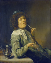 Man Smoking and Holding an Empty Wine Glass, c1632-1634. Creator: Jan Miense Molenaer.