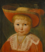 Portrait of a Child with a Red Lined Straw Hat, c1635-1640. Creator: Pieter Soutman?.