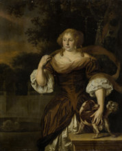 Portrait of a Woman with Dog in a Park Landscape, 1677. Creator: Ary de Vois.