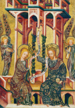 The Coronation of the Virgin, reverse: Christ Carrying the Cross..., c1350-1360. Creator: Nuremberg Master.