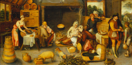 Visit to the Wet Nurse, 1572. Creator: Marten van Cleve.