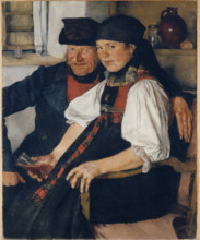 Elderly Farmer and Young Girl ("The Unequal Couple"), 1876-1877. Creator: Wilhelm Maria Hubertus Leibl.