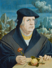 Portrait of a Man in a Landscape holding a Carnation, c1520-1530. Creator: Gerlach Flicke.