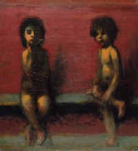 Two Seated Children, 1885-1887. Creator: Arnold Bocklin.
