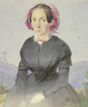 Portrait of the artist's sister, mid-19th century. Creator: Fritz Bamberger.