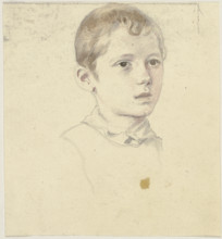 Boy's head to the right, c1830-1872. Creator: Jakob Becker.