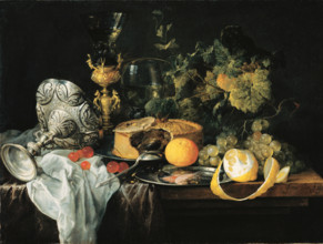 Sumptuous Still Life with Fruits, Pie and Goblets, 1651. Creator: Jan Davidsz de Heem.