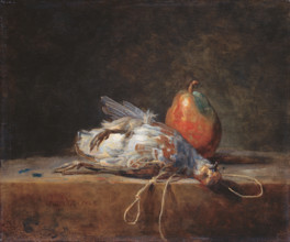 Still Life with Partridge and Pear, 1748. Creator: Jean-Simeon Chardin.