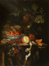 Still Life with Fruit and a Chinese Porcelain Bowl with Strawberries, 1665. Creator: Harmen Loeding.