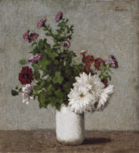 Flower Still Life :Autumn Chrysanthemums in a White Vase, 1889. Creator: Henri Fantin-Latour.