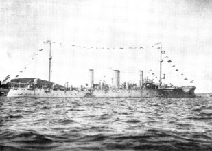 The German cruiser "Gefion," bound for Chinese Waters under Prince Henry of Prussia, 1898. Creator: Unknown.