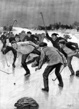 Hockey on the Ice in America: a shot for goal, 1898. Creator: H. Burgess.