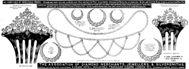 Advertisement for the Association of Diamond Merchants, Jewellers, & Silversmiths, 1898. Creator: Unknown.