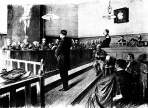 The Trial of Major Esterhazy by the first court-martial of the military government of Paris, 1898. Creator: Unknown.