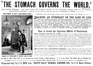 Advertisement for Eno's 'Fruit Salt', 1898. Creator: Unknown.