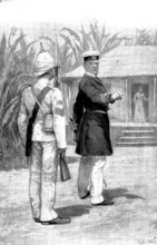 Officer and Man: "Take your men out of sight, Sergeant. I don't want this fellow frightened", 1898. Creator: Unknown.