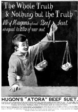 Advertisement for Hugon's "Atora" Beef Suet, 1898. Creator: Unknown.