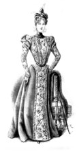 Ladies' Page: a smart gown of cloth and velvet, 1898. Creator: Picador.