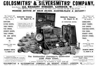 Advertisement for the Goldsmiths' & Silversmiths' Company, 1898. Creator: Unknown.