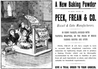Advertisement for Peek, Frean & Co., baking powder, 1898. Creator: Unknown.