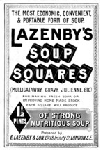 Advertisement for Lazenby's Soup Squares, 1898. Creator: Unknown.
