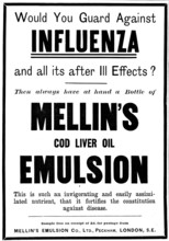 Advertisement for Mellin's Cod Liver Oil Emulsion, 1898. Creator: Unknown.