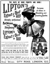 Advertisement for Lipton's Extract of Beef and Fluid Beef, 1898. Creator: Unknown.