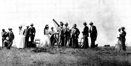 The Total Eclipse of the Sun: Sir Arthur Havelock and party...awaiting the eclipse at Jeur, 1898. Creator: Stewart.