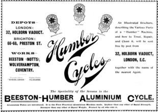 Advertisement for Humber Cycles, 1898. Creator: Unknown.