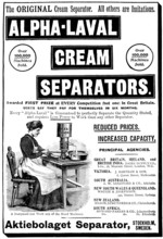 Advertisement for Alpha-Laval Cream Separators, 1898. Creator: Unknown.