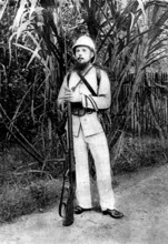 French Aggressions in West Africa: types of French and native soldiery engaged in the advance, 1898. Creator: Unknown.