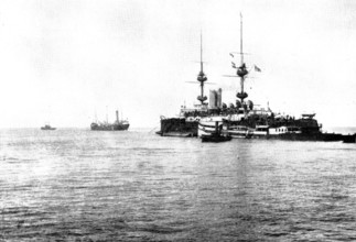 H.M.S. "Victorious" aground off Port Said, 1898. Creator: Unknown.