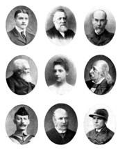 Various portraits, 1898. Creators: Clarence Hailey, Elliott & Fry, John Jabez Edwin Mayall, Owen Graystone Bird.