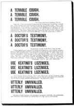 Advertisement for Keating's Cough Lozenges, 1898. Creator: Unknown.