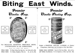 Advertisement for Vinolia soaps, 1898. Creator: Unknown.