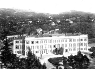 The Queen's Visit to the Riviera: view from the Excelsior Regina Hotel...at Cimiez, 1898.  Creator: Alexander Lamont Henderson.