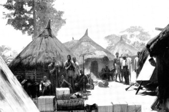 With the British Expedition from Accra to the Gold Coast Hinterland: refugees...at Dekrupé, 1898.  Creator: Unknown.