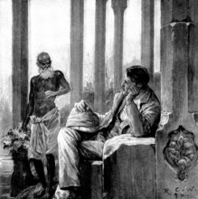 The Hall of Audience: It was an old man with a shaven head, and a very clean saffron cloth..., 1898. Creator: Unknown.