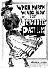 Advertisement for Géraudel's Pastilles, 1898. Creator: Unknown.