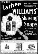Advertisement for Williams' Shaving Soaps, 1898. Creator: Unknown.