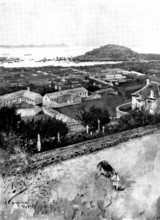 The Chinese Question: the Treaty Port Chefoo - view of the town and harbour, 1898. Creator: Unknown.