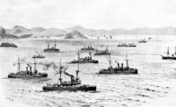 The Chinese Question: view of Chefoo Bay, 1898.  Creator: Unknown.