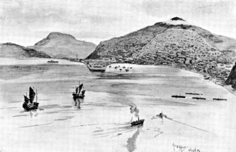 The Chinese Question: view of the harbour at Port Arthur, 1898.  Creator: Unknown.