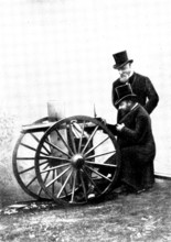The Prince of Wales firing a Maxim Gun: Mr. Maxim standing by, 1898. Creator: Russell & Sons.